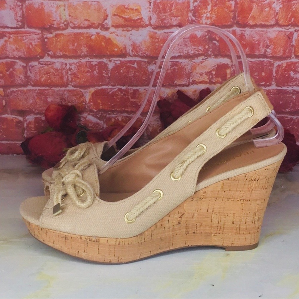 Franco Sartra Kaki Burlap Wedge Sandals